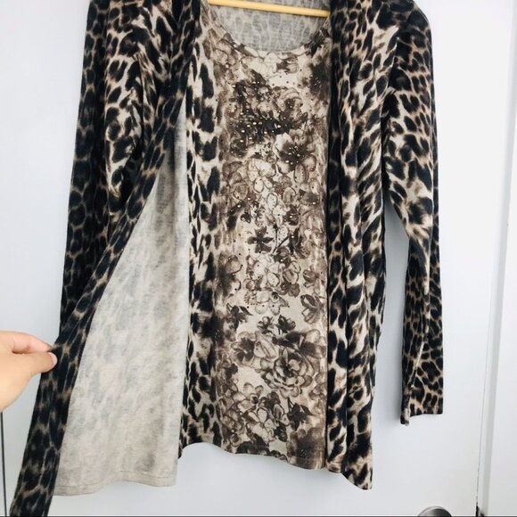 Cristina Women's Leopard Animal Print Sweater Cardigan Women Size M/L - Picture 8 of 14